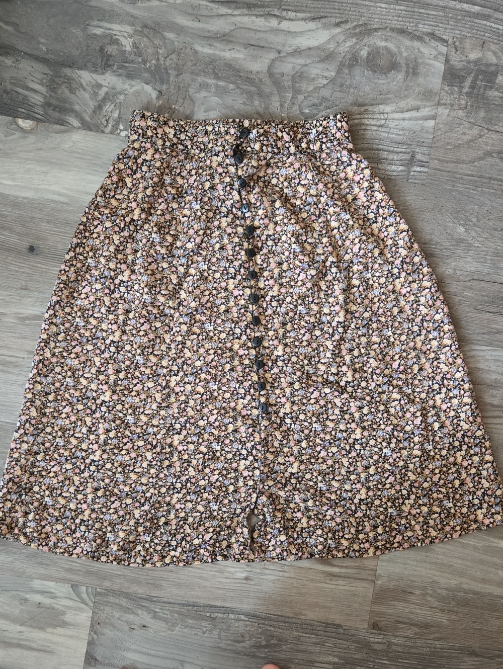 VINTAGE Express Floral Button-Front Midi Skirt - Pink/Brown
